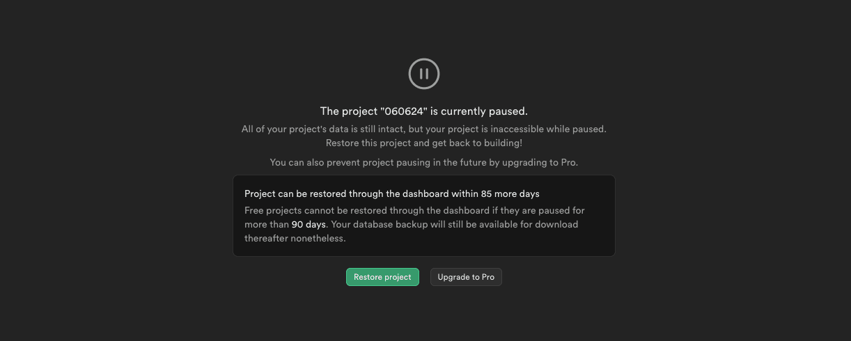 Project Paused: 90 Days Remaining